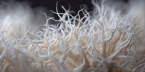 Exploring intricate mycelium structures nature macro photography abstract background close-up view organic growth concepts