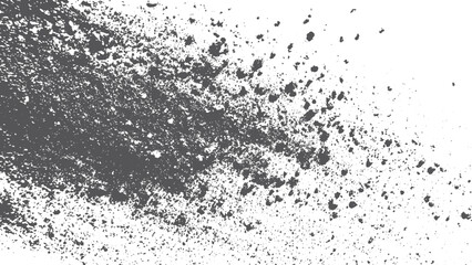 Black coal dust particles texture isolated on white for design use. Powdered coal dust texture top view in black on white background. 
