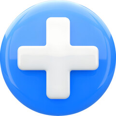 Plus sign cross symbol 3d illustration on transparent background