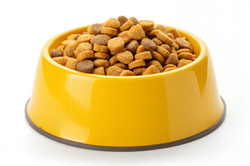 Yellow Dog Food Bowl &ndash; White Background