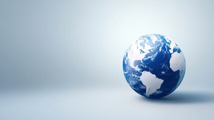 3D Earth Globe Model on Gray Background with Soft Light and Shadows