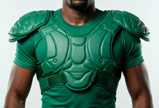 Green padded shoulder chest protector sports armor with adjustable straps for rugby football training safety equipment