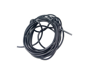 Black wire cable of usb and adapter isolated on white background.