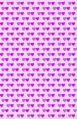 Pattern of pair of lavender and purple heart shaped cookies on lilac background