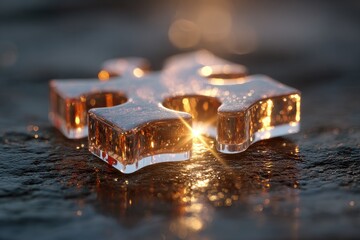Translucent puzzle piece, glowing light