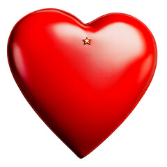 Large Shiny Red Heart Object with Golden Star Accent, cut out transparent