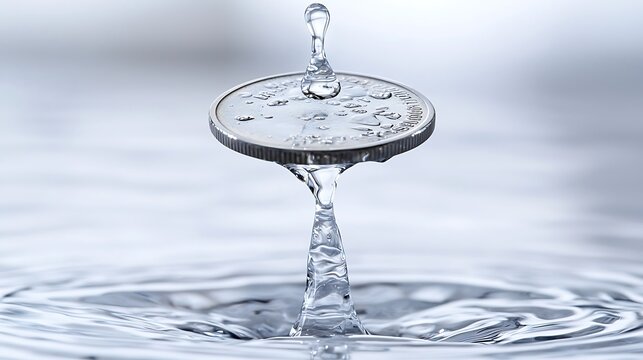 50mm macro focus, clear reflection of coin above water and refracted details below