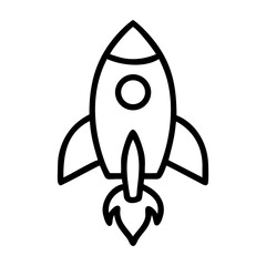 Simple outline drawing of a rocket ship launching