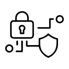 Digital security and data protection concept with lock and shield icons