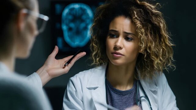 Doctor discussing brain health with patient during clinical consultation