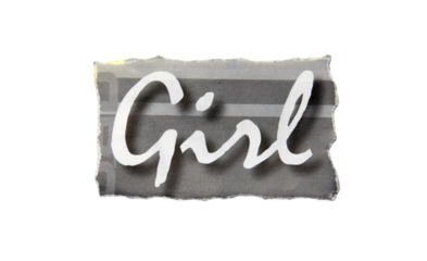 Torn paper written "Girl" isolated on white background.
