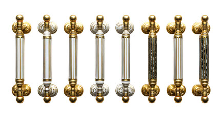 Elevate your design with luxurious ornate gold and white door handles, adding classic elegance to any entrance isolated on white background 