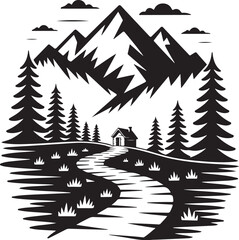 Fototapeta premium Path to cabin in the mountains for adventure and travel