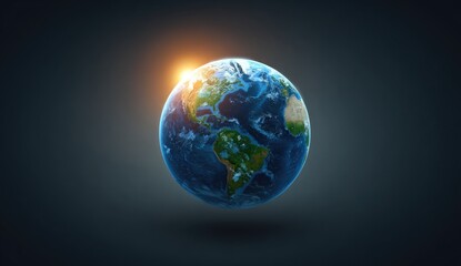 Fototapeta premium Earth globe, detailed, vibrant, illuminated