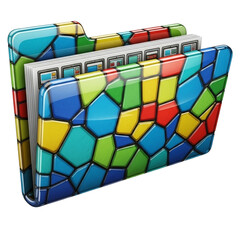 Colorful mosaic folder isolated on transparent background