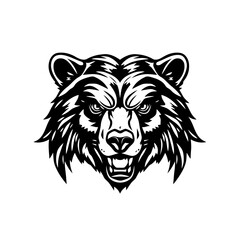 Fototapeta premium Fierce Roaring Bear Outline