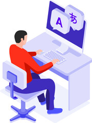 Work From Home Isometric Icon Set – Remote Work, Digital Communication, and Home Office Equipment