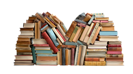 Books arranged in the shape of a heart symbol