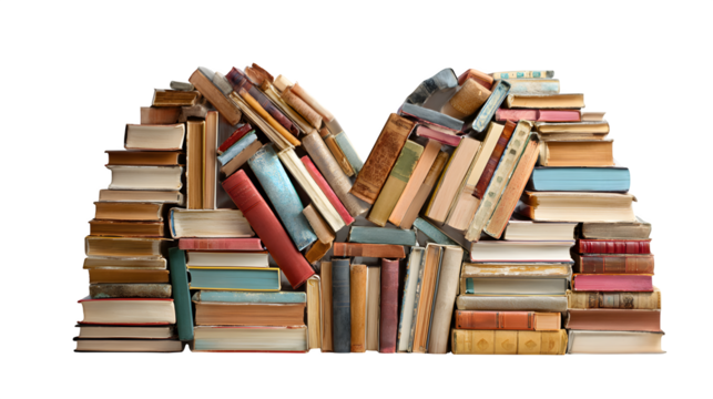 Books arranged in the shape of a heart symbol