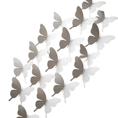 Obraz premium Elegant white butterflies ascend in a dynamic modern pattern, bringing a sense of grace and transformation.