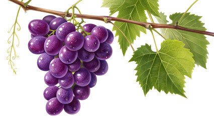 Fototapeta premium Vibrant purple grapes, fresh from the vine, perfect for healthy eating and design