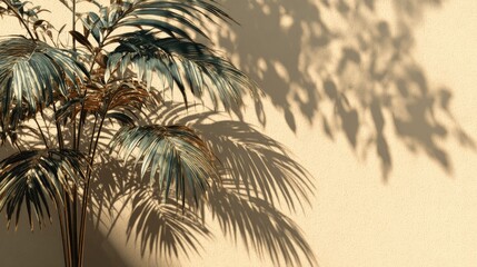 Palm tree shadows on cream wall