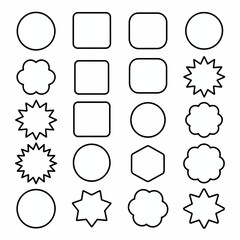 Collection of diverse geometric and organic shapes silhouette isolated on white background