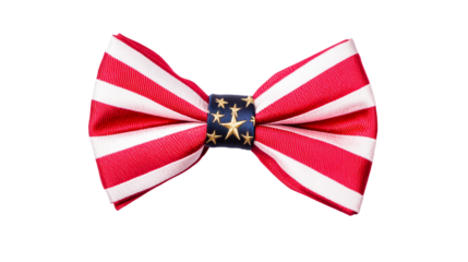 Patriotic American Flag Themed Bow Tie Accessory, cut out transparent