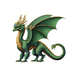 Retro fantasy dragon in 8 bit pixel art style perfect for game design and retro themed projects