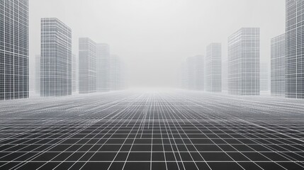 infinite city grid fading into horizon