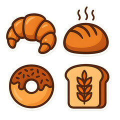 Cute Bakery Bread and Pastry Sticker Set