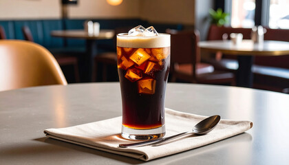 Root Beer Float on Modern Cafe Table