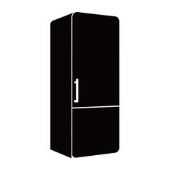 black and white silhouette vector of refrigerator on white background