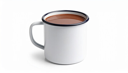 Hot chocolate in vintage enamel mug