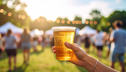 Person holding a plastic beer cup