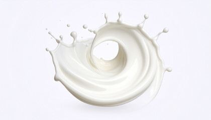 wirl of creamy milk splash on white background