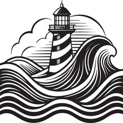 lighthouse on a black background