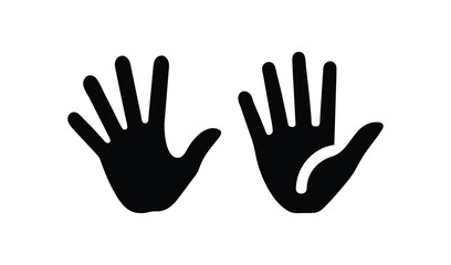 Two black handprints with open palms on a white background