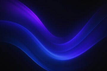 Fototapeta premium Abstract dark background with flowing neon blue and purple light wave curves for futuristic design