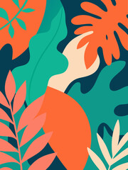 Naklejka premium Vibrant Tropical Foliage Abstract Pattern
