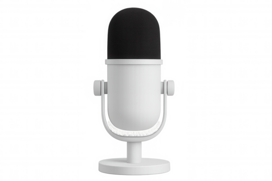 Studio microphone on transparent background, ideal for projects related to podcasting, broadcasting, streaming, audio recording, and voice communication