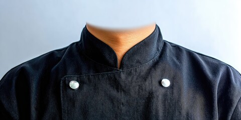 Close-up of a black chef's jacket (1)