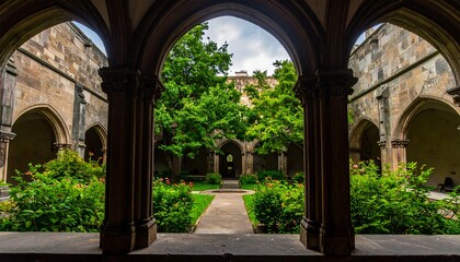 Ancient cloister courtyard