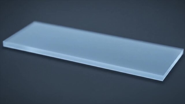 Acrylic nameplate on dark background in clear, modern style  