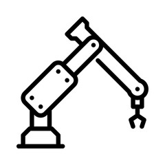 robot arm outline icon. industrial robot black line illustration.