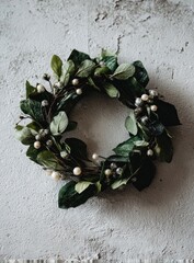 Decorative wreath of greenery and beads