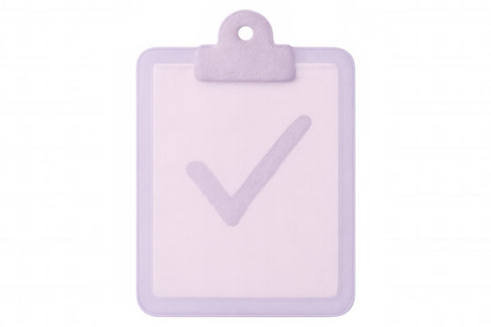 3d rendering displaying clipboard featuring checkmark, symbolizing task completion or approval against transparent backdrop