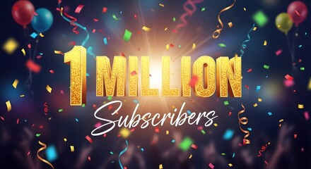 Golden 1 million subscribers celebration with balloons confetti and cheering crowd