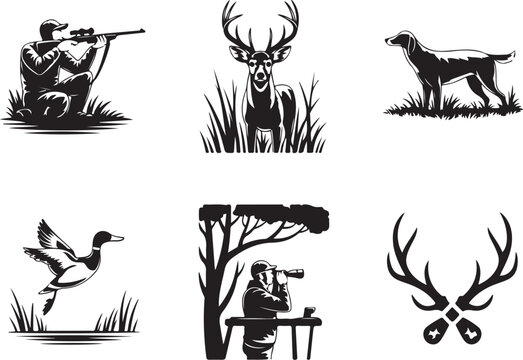Hunter dog duck deer antlers trophy sport icons