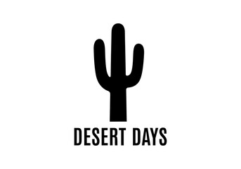 Fototapeta premium Desert cactus silhouette, isolated on white background